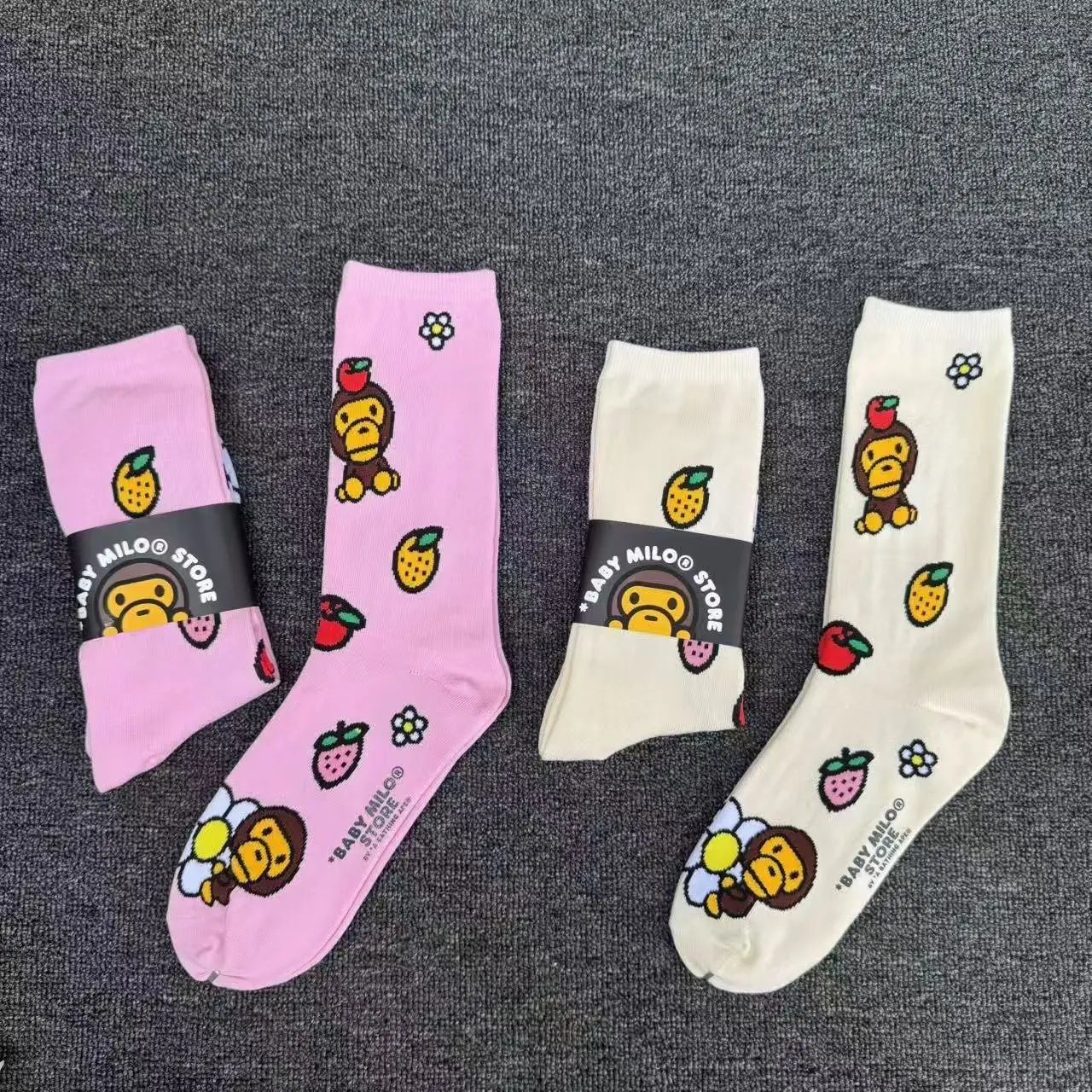 A Bathing Ape Baby Milo Cherry Socks Black - 2