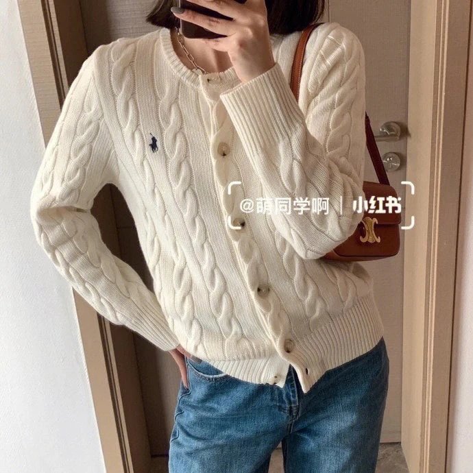 Polo Ralph Lauren Cable Knit Cardigan Red Sweater - 11