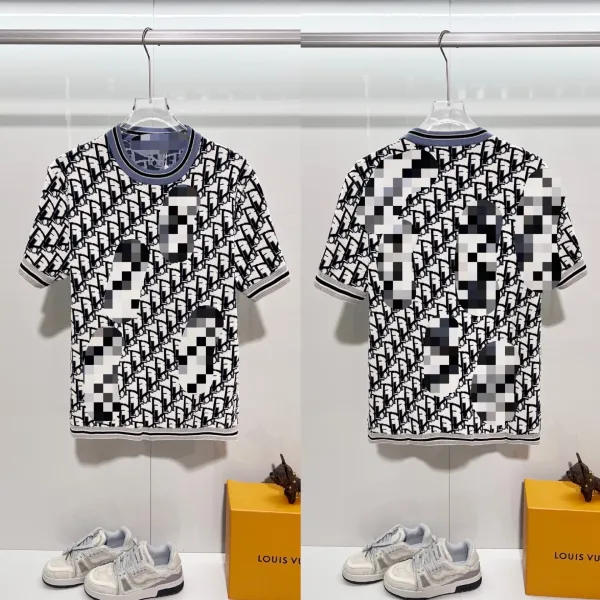 Dior Oblique Monogram Knit T-Shirt White / Black - 1