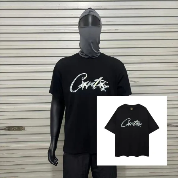 Design Corteiz Script Logo Black T-Shirt - 1
