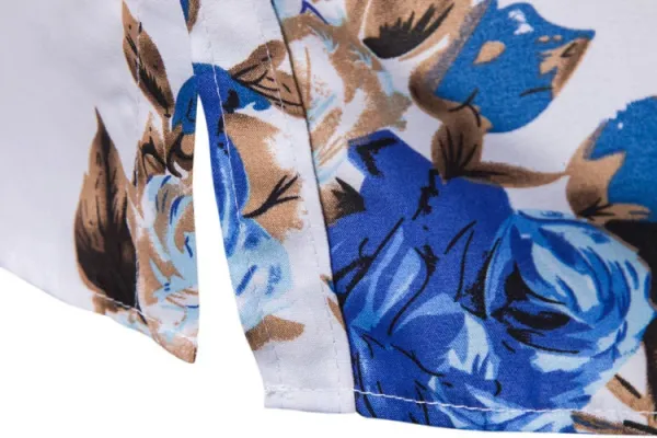 Design Floral Print Long Sleeve Button-Up Shirt Black - 10