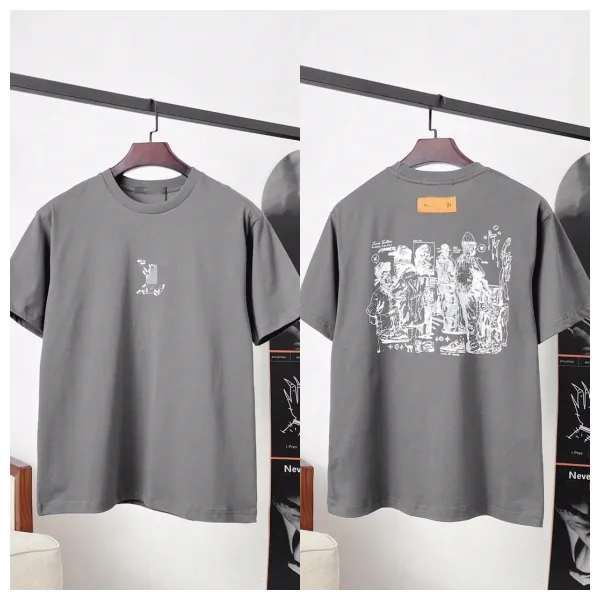 Design Graphic Print Oversized T-Shirt Gray - 1