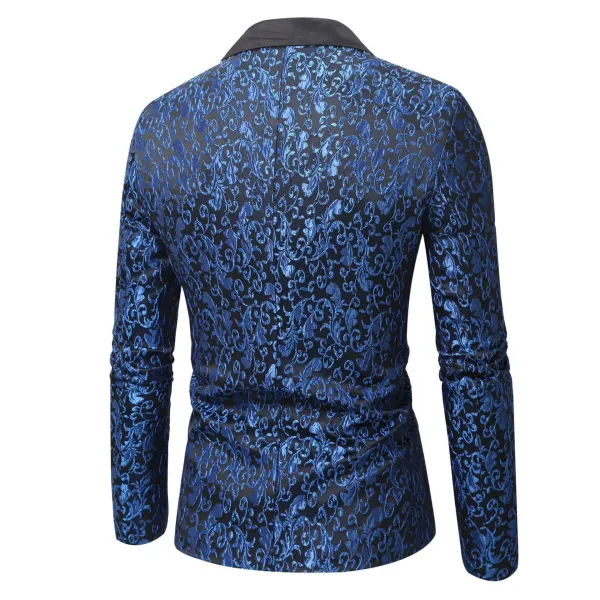 Design Floral Jacquard Blazer with Satin Lapel White Men's Blazer Outerwear.blazer - 10
