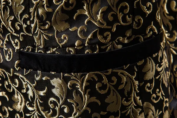 Design Floral Jacquard Blazer with Satin Lapel White Men's Blazer Outerwear.blazer - 21