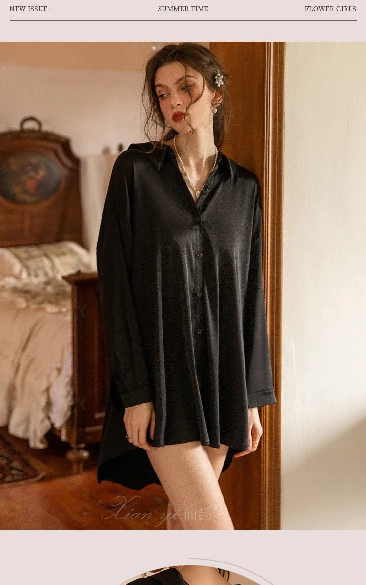 Design Pure Desire Romantic Bow-Knot Shirt Dress White Sleepwear - 15