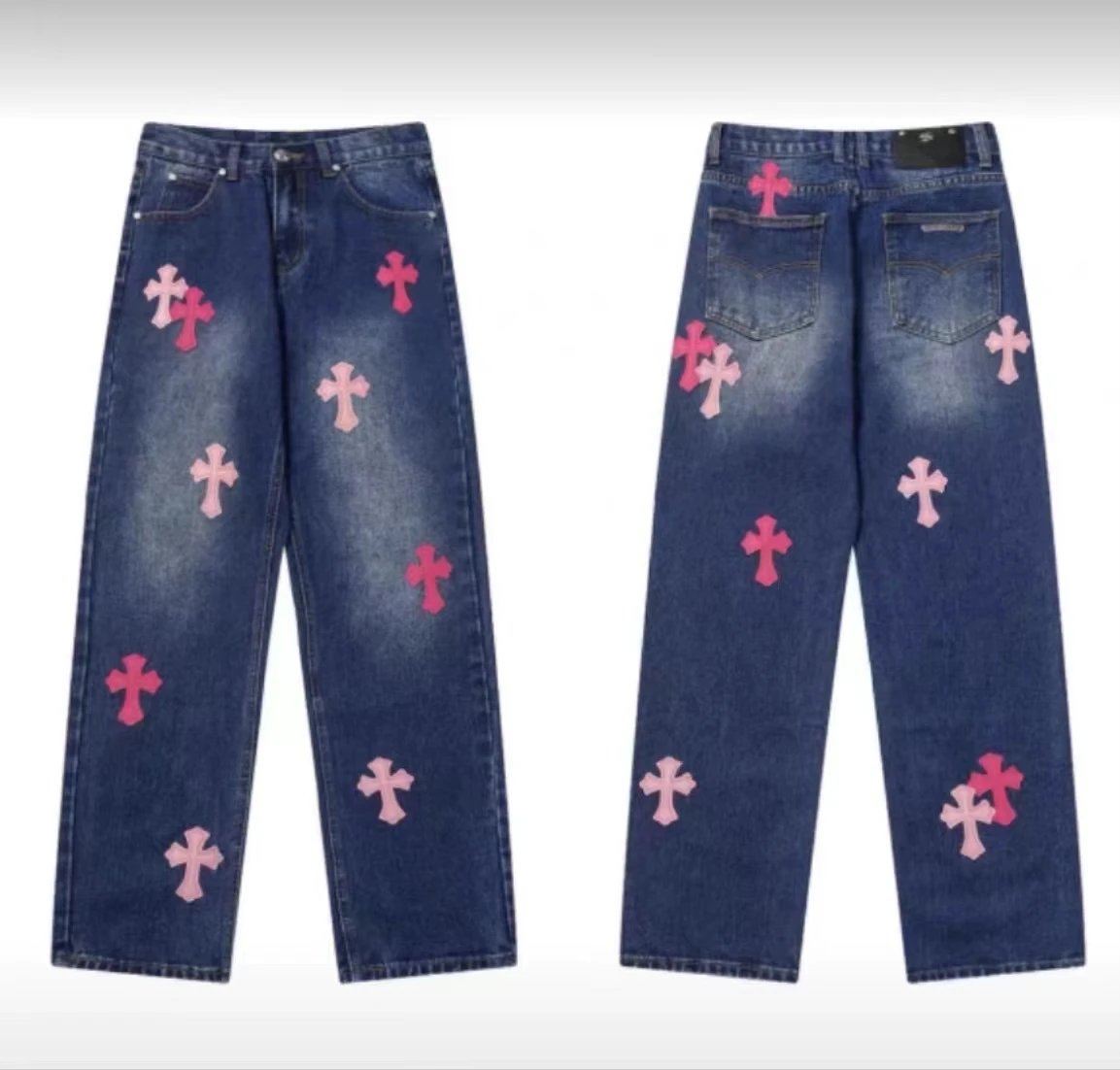 Chrome Hearts Cross Motif Embroidered Black Denim Jeans - 10