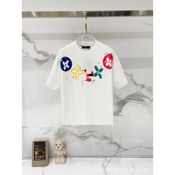Design Multicolor Floral Logo Print T-Shirt - 1