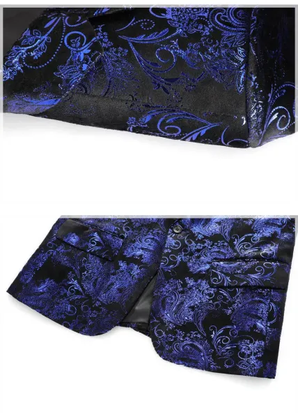 Design Paisley Jacquard Blazer Blue Black Outerwear.blazer - 12