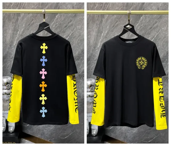 Chrome Hearts Cross Motif Layered Sleeve T-Shirt Black / Yellow - 3