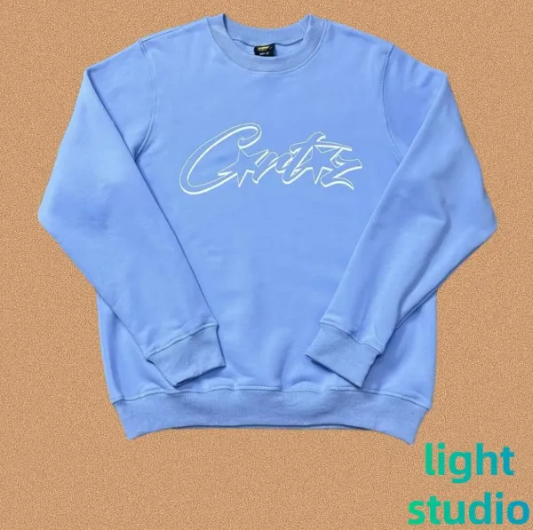 Corteiz Script Logo Light Blue Hoodie - 1