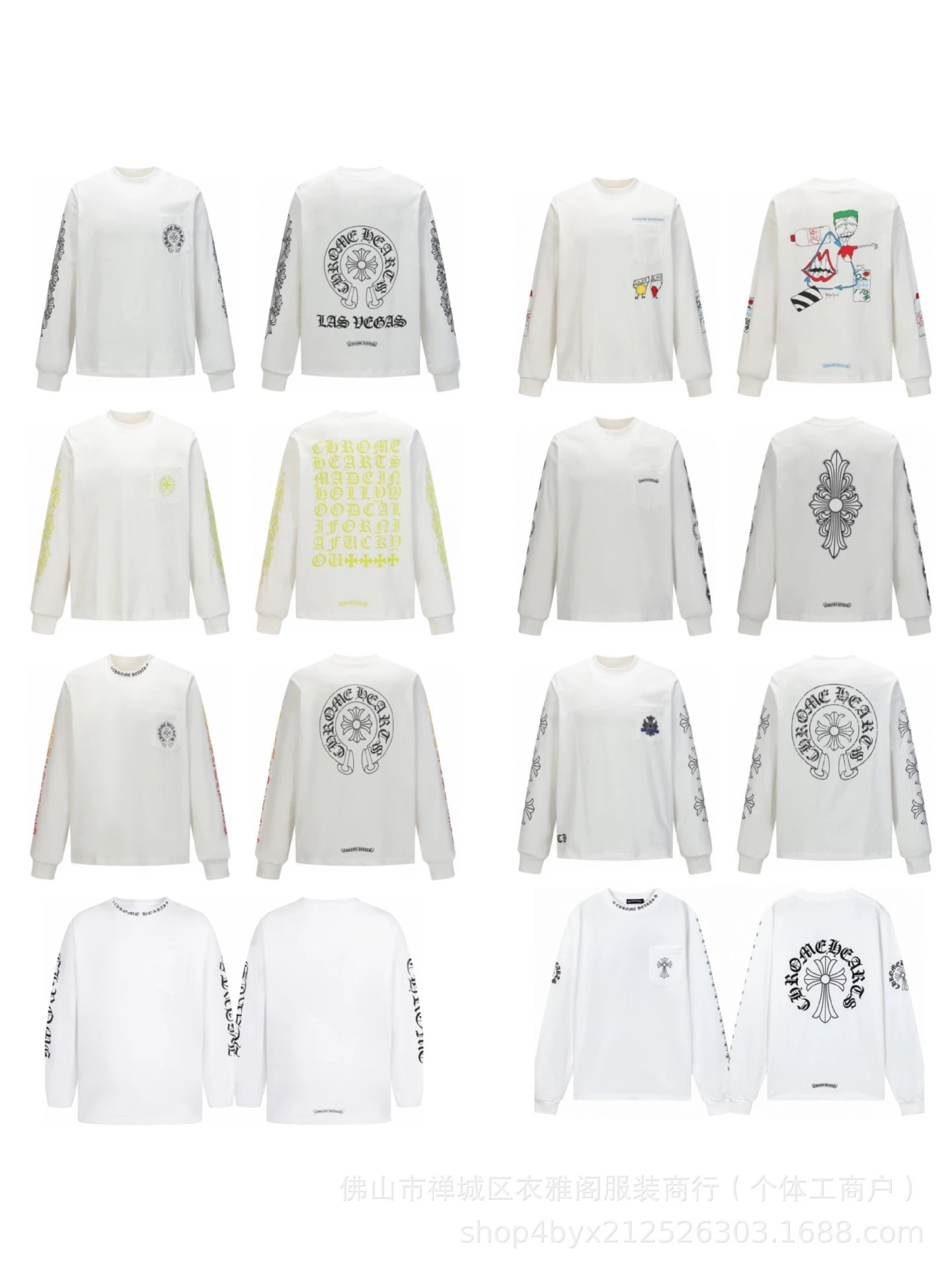 Chrome Hearts Floral Print Long Sleeve T-Shirt White - 3