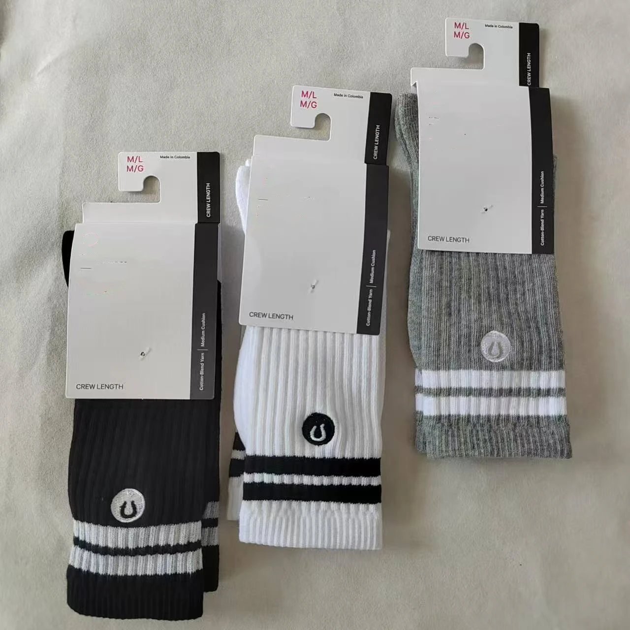 Lululemon Crew Length Socks Black / White / Gray - 5