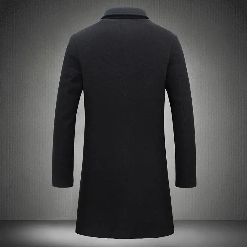 Design Classic Notch-Lapel Wool Blend Coat Navy Outerwear.coat - 6