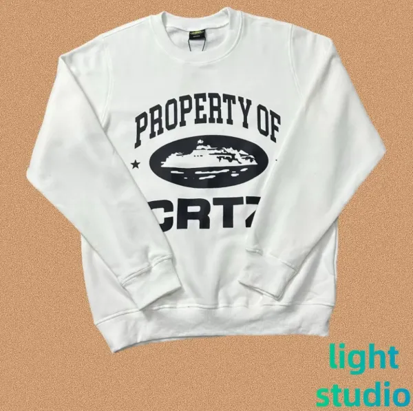 Design Property of CRT7 White Graphic Sweatshirt Hoodie - 1