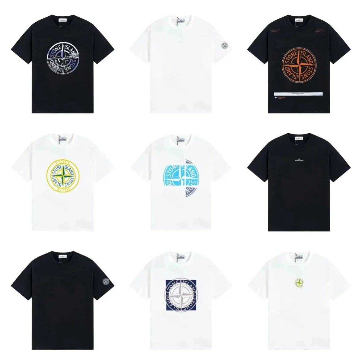 Stone Island Black and White Logo T-Shirts