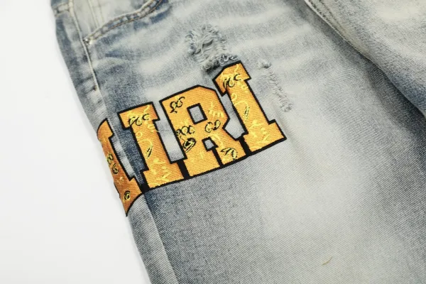 Amiri Distressed Logo Jeans Gray - 2