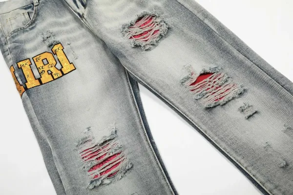 Amiri Distressed Logo Jeans Gray - 3