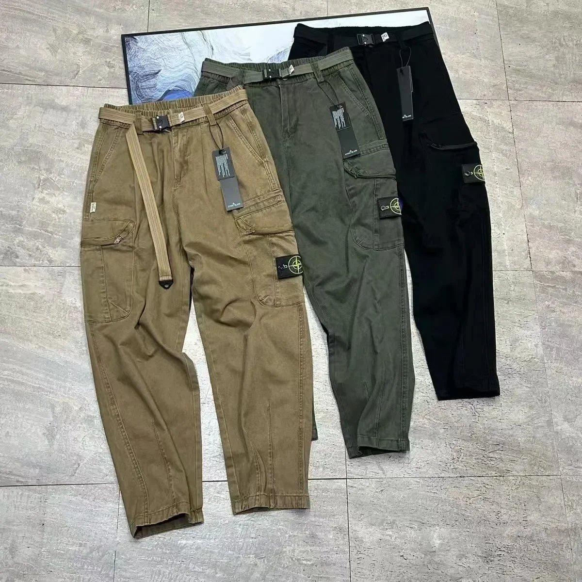 Stone Island Cargo Pants in Khaki, Olive, and Black