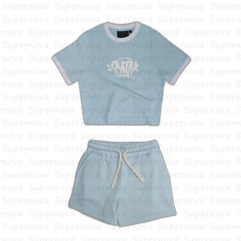 Supernova Light Blue Crop Top and Shorts Set