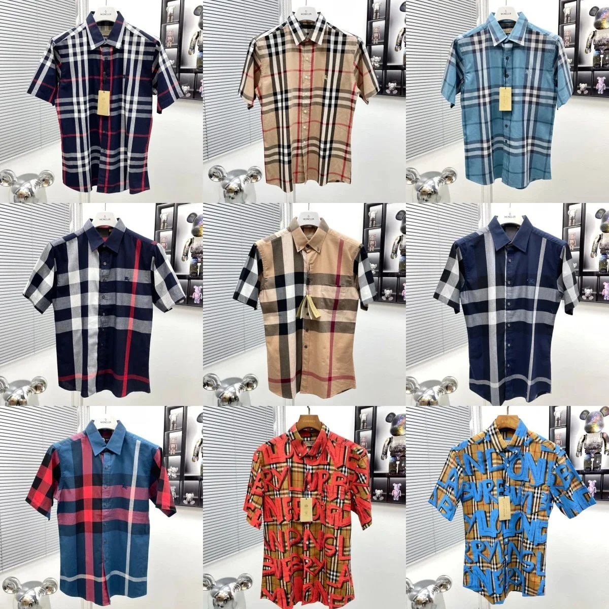 Burberry Multi-Color Plaid Short Sleeve Shirts