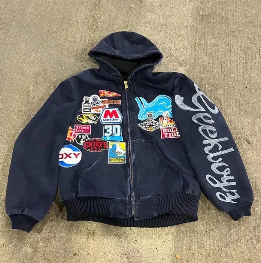 Unbranded Jackets Hooded Zip-Up Patchwork Jacket — YNJ-10