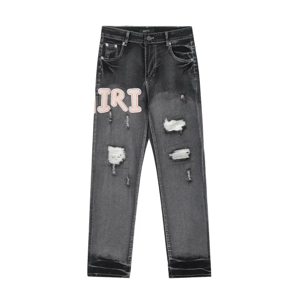 Amiri IRI Patch Distressed Black Jeans - 1