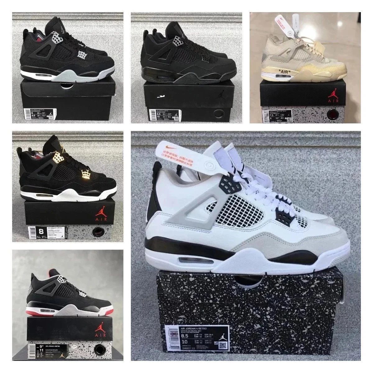 Air Jordan 4 Retro Sneakers in Various Colorways