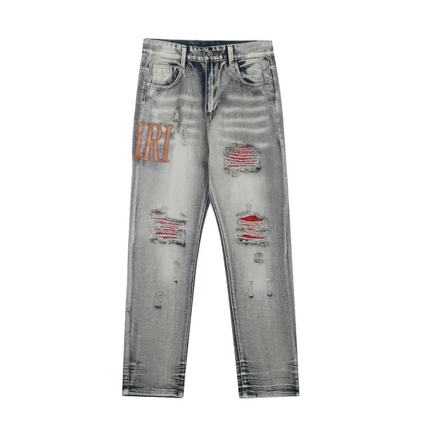 Design IRI Distressed Logo Jeans Gray Jeans - 1