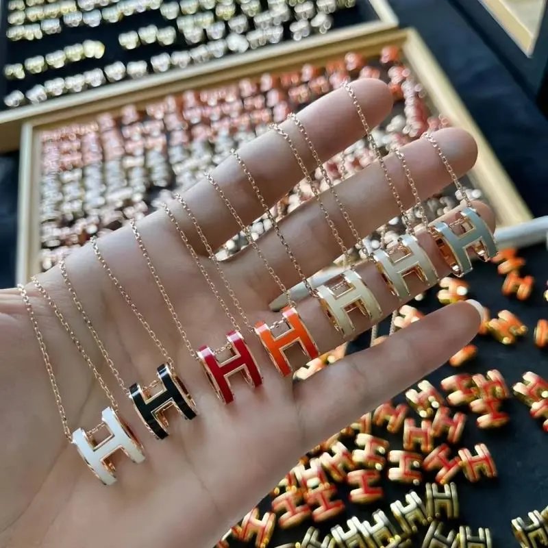Hermès H Enamel Pendant Necklaces