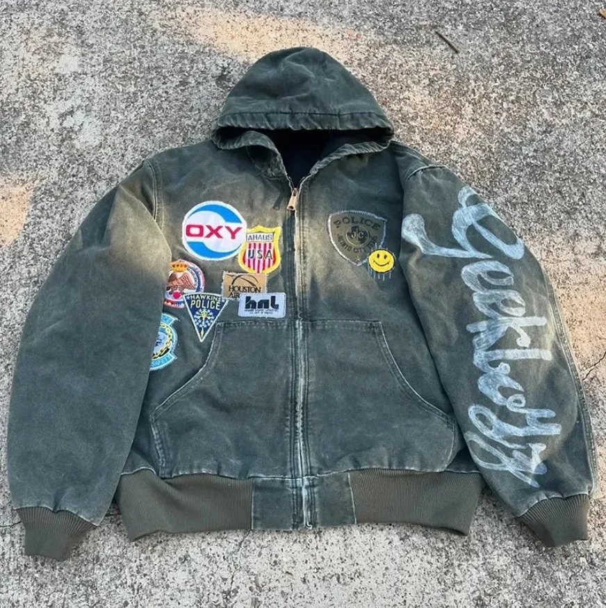 Unbranded Jackets Hooded Zip-Up Patchwork Jacket — YNJ-8