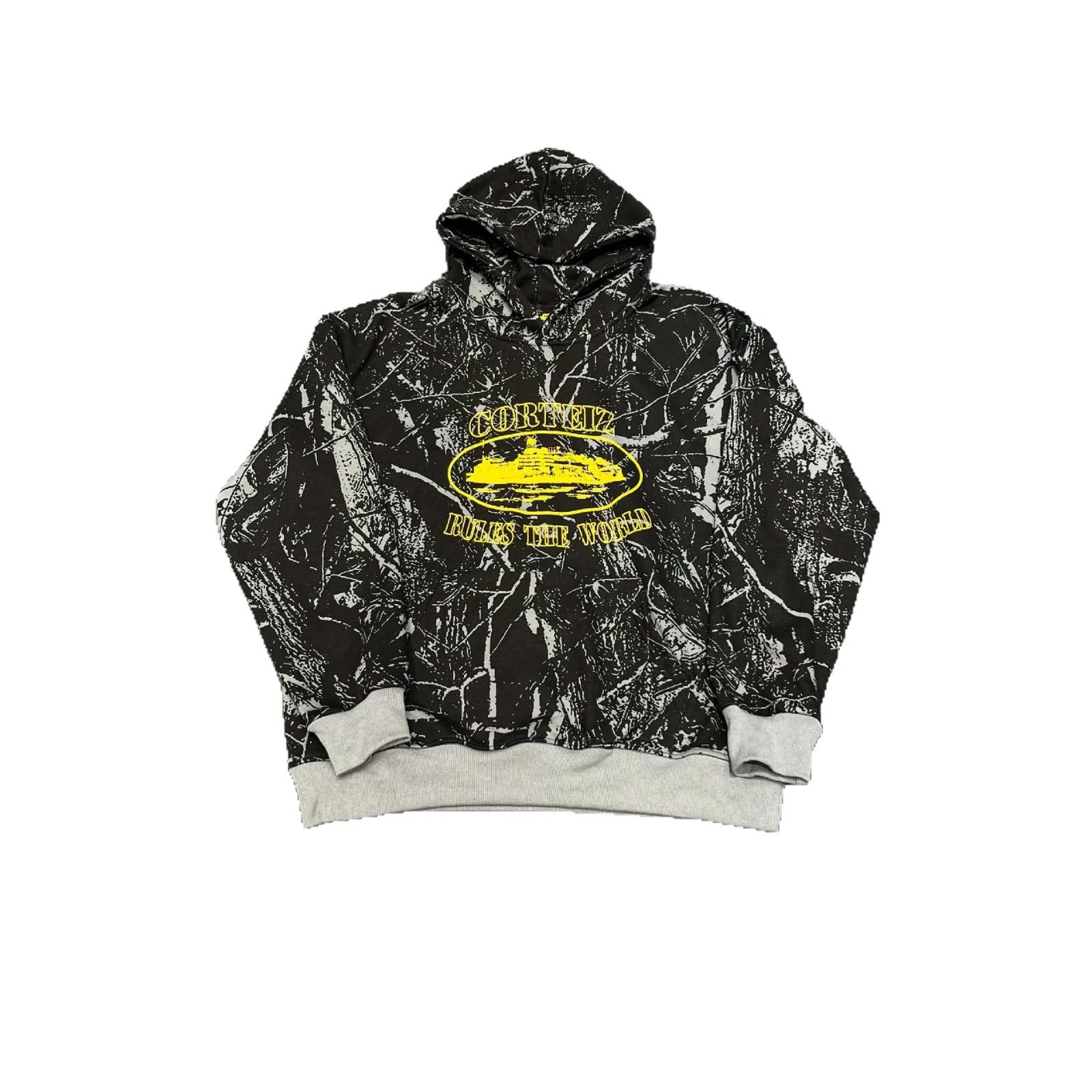 Cortez Black Camo Hoodie with Grey Trim