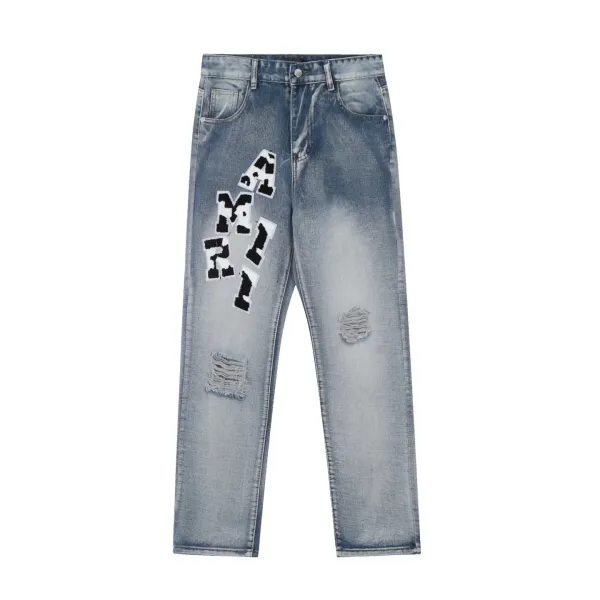 Amiri Distressed Logo Jeans Gray - 11