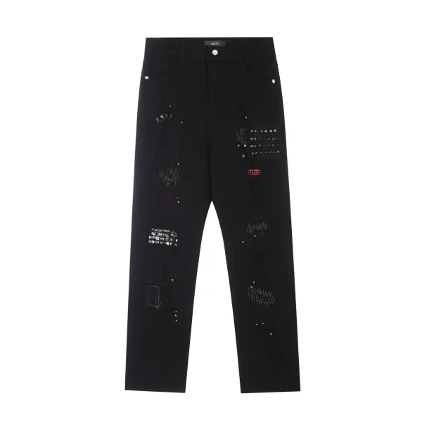Amiri Distressed Logo Jeans Gray - 6