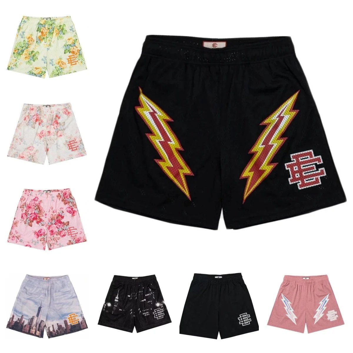 Elevated Essentials Black Lightning Bolt Shorts
