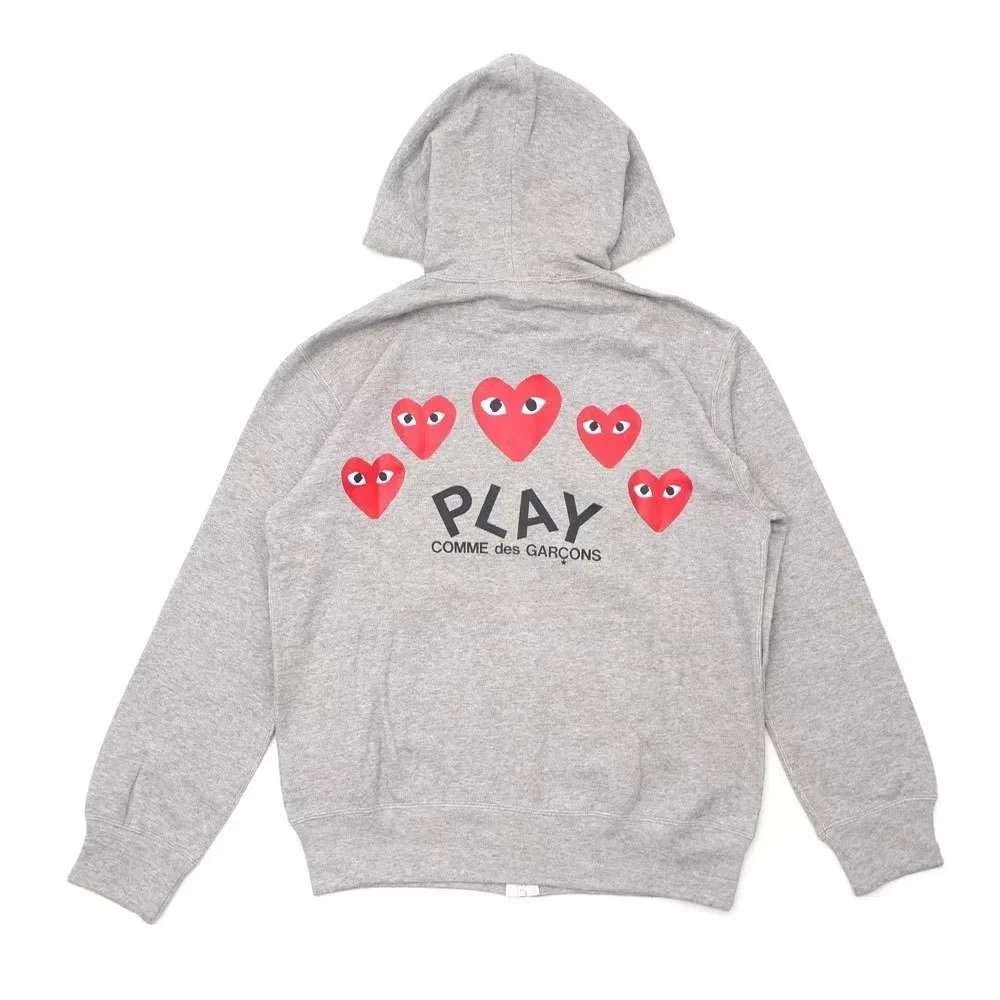 Fleece-lined gray with a small red heart on the front and multiple hearts on the back SKU image