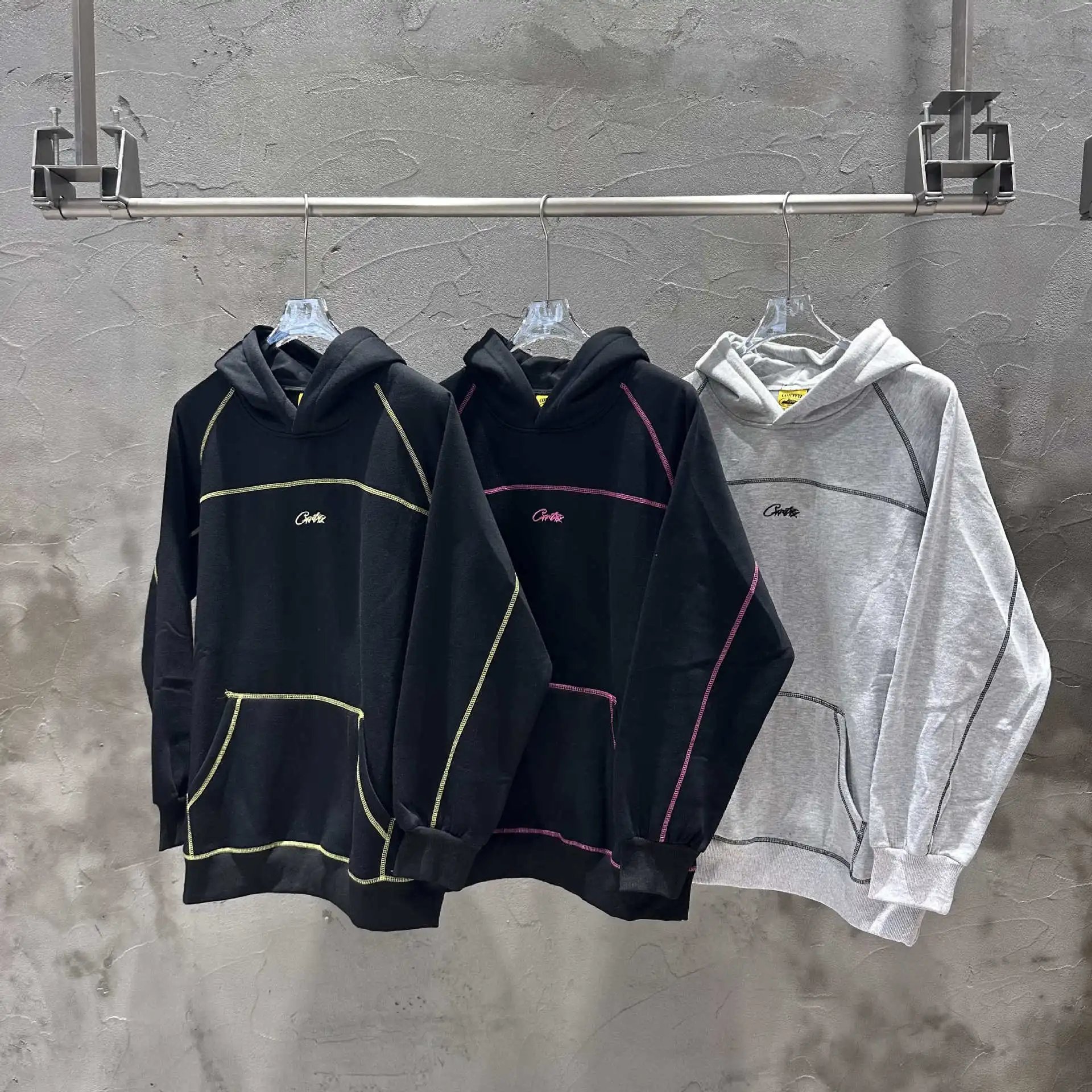 Critic Black and Grey Hoodies with Contrasting Stitching