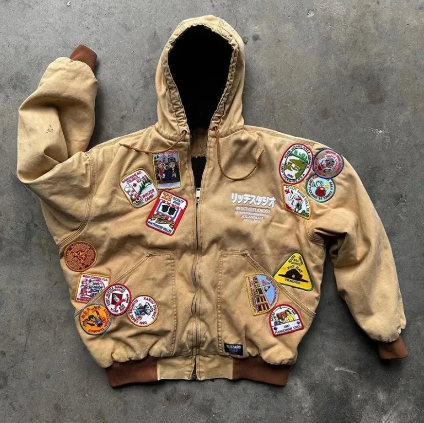 Unbranded Jackets Hooded Zip-Up Patchwork Jacket — YNJ-1