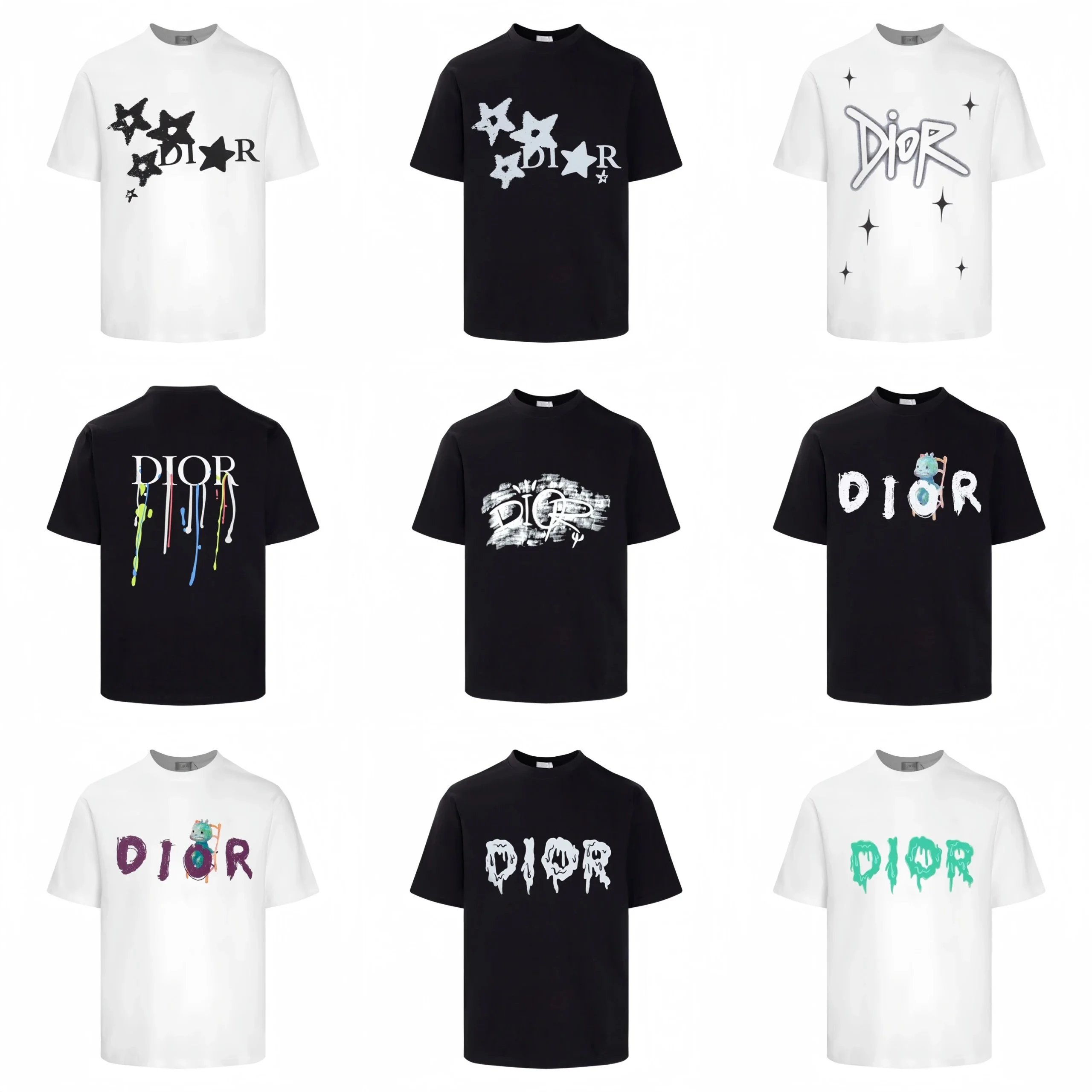 Dior Black and White Short Sleeve T-Shirts