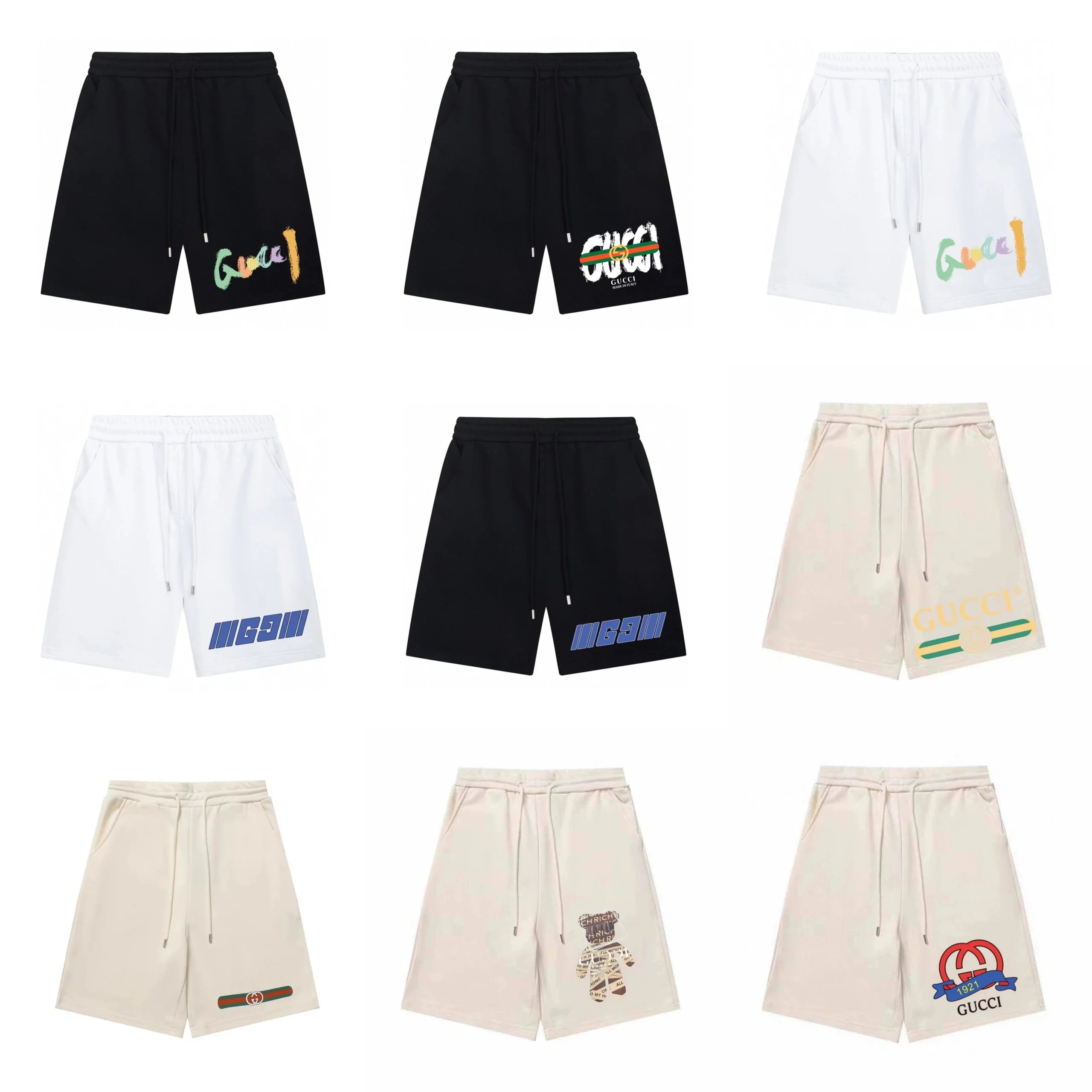 Gucci Black and White Drawstring Shorts