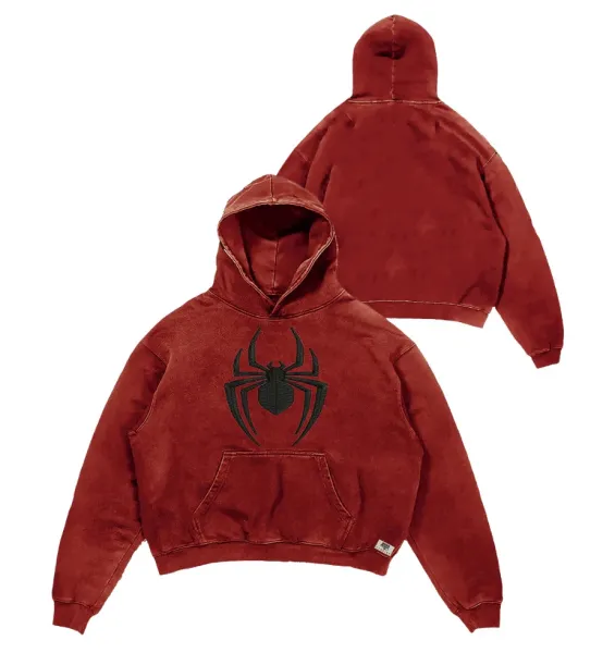 Design Spider Logo Oversized Hoodie Rust Red Hoodie - 1