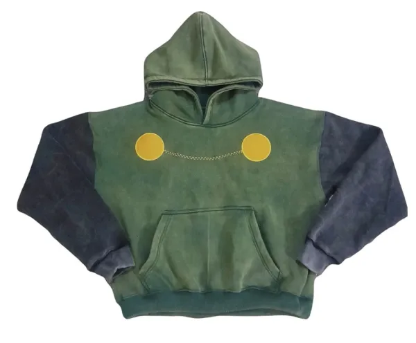 Design Face Hoodie Green and Navy - 1