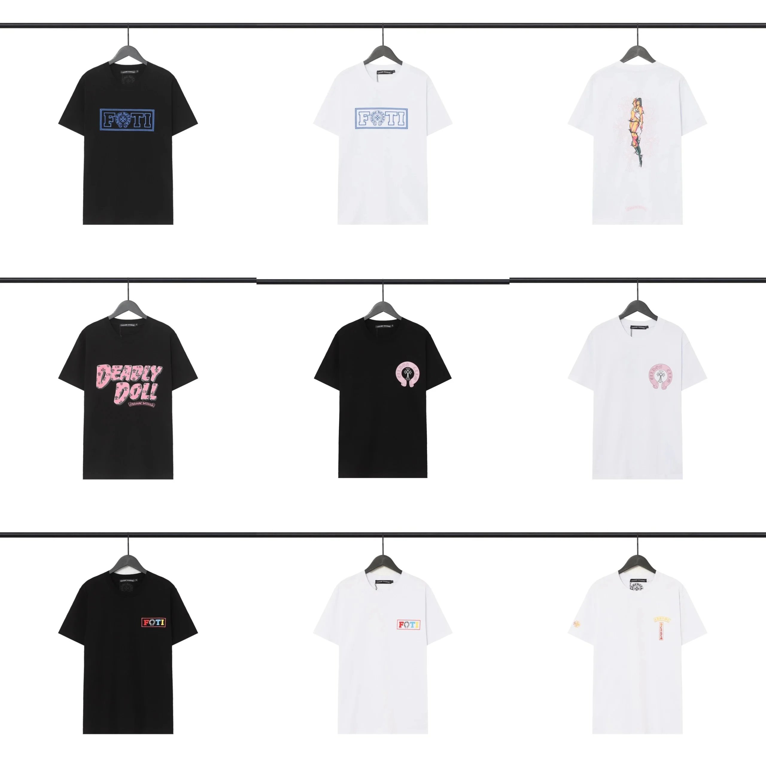 FOTI Black and White Short Sleeve T-Shirts