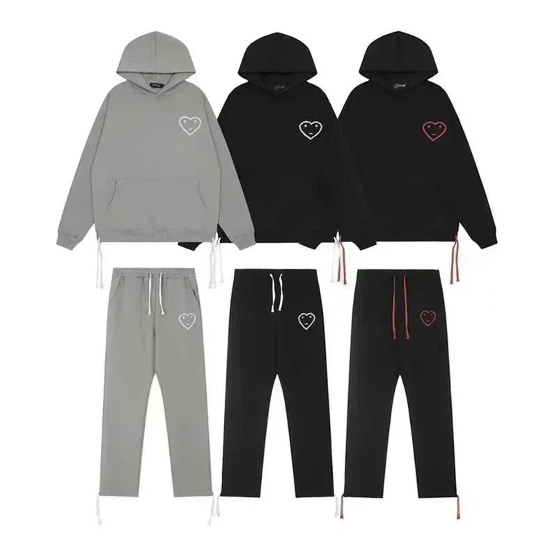 Heart Hoodie and Sweatpants Set in Grey and Black