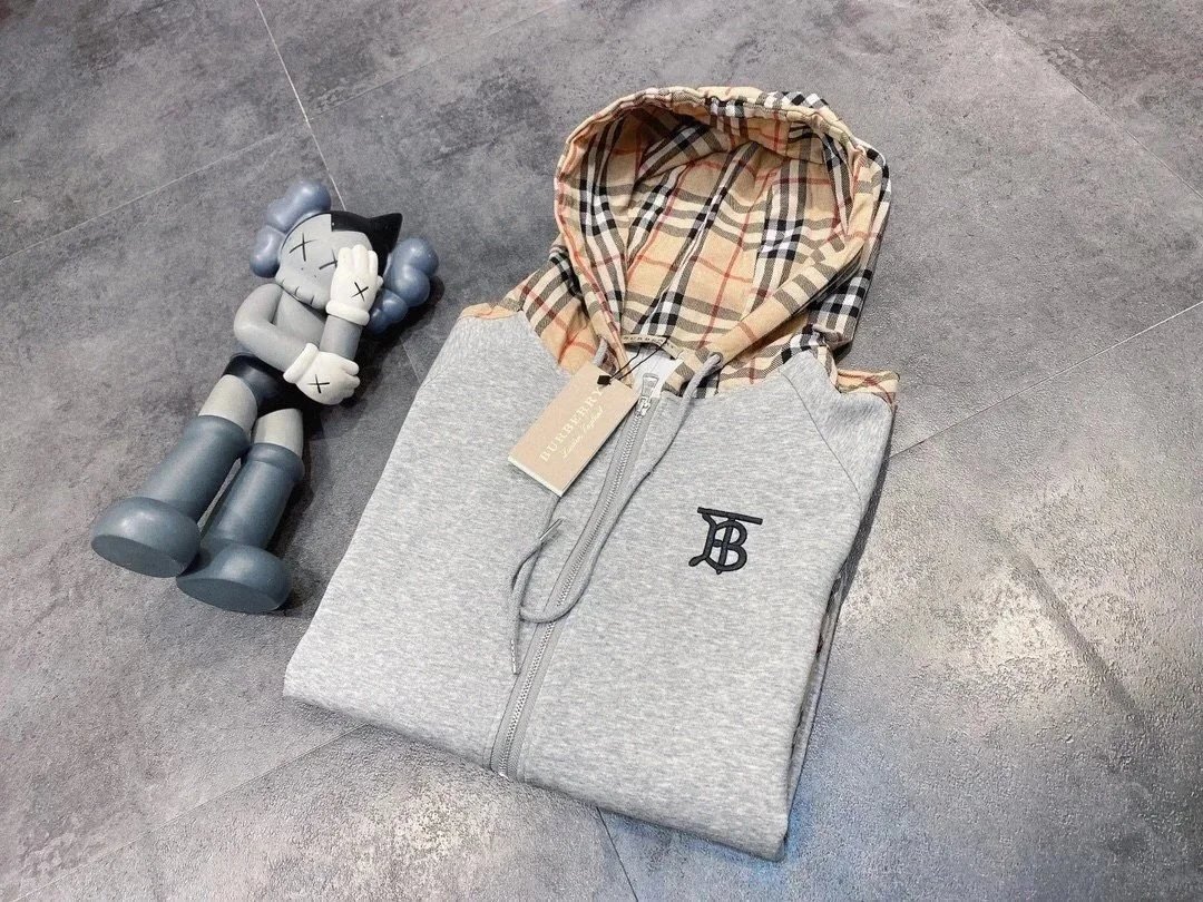 Burberry Hoodies & Sweatshirts Plaid-lined zip-front hooded sweatshirt image 5