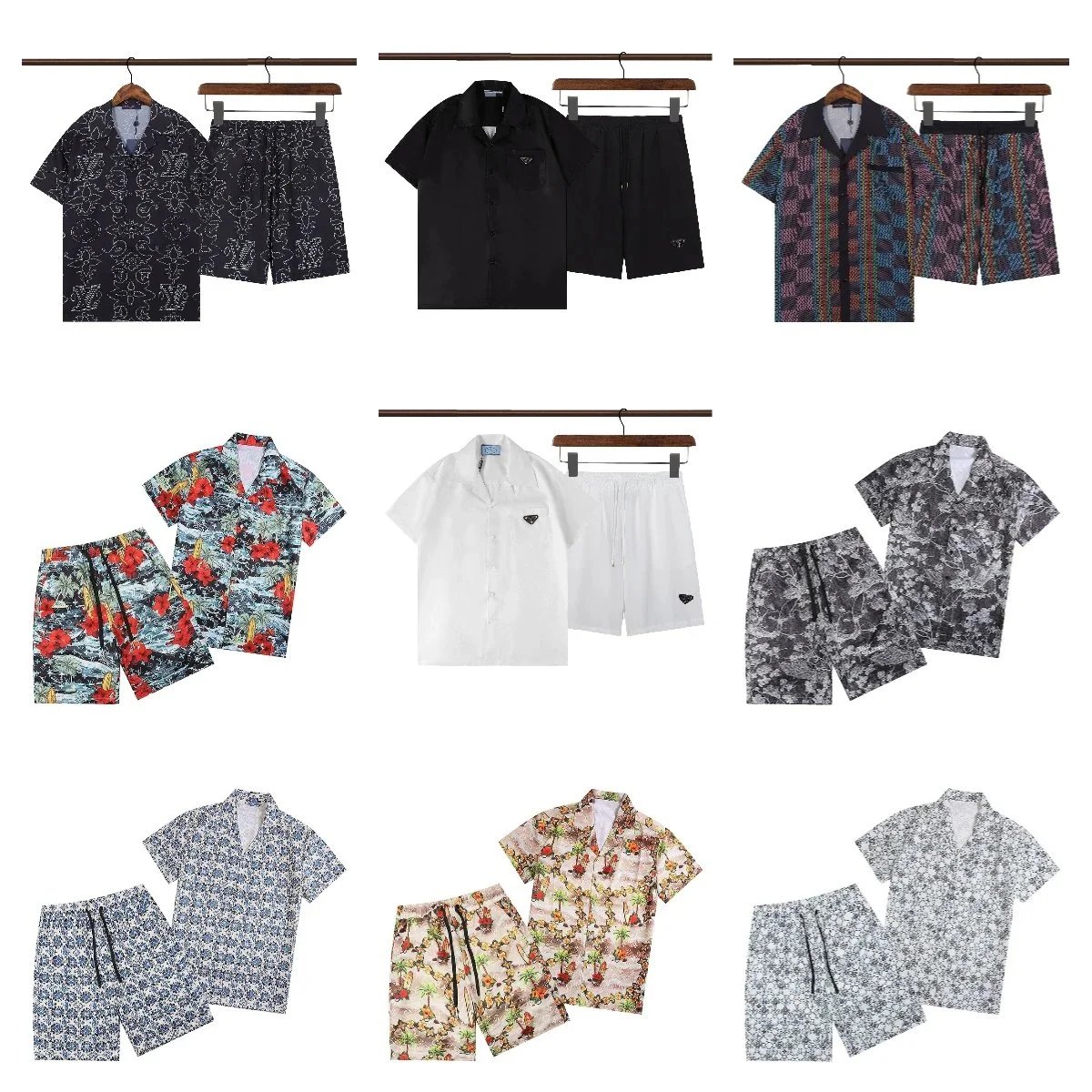 Prada Black Short Sleeve Shirt and Shorts Set