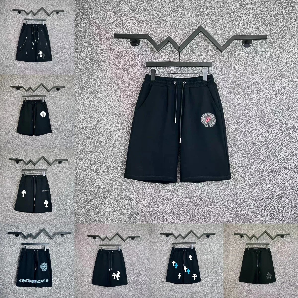 Chrome Hearts Black Cross Embroidery Shorts
