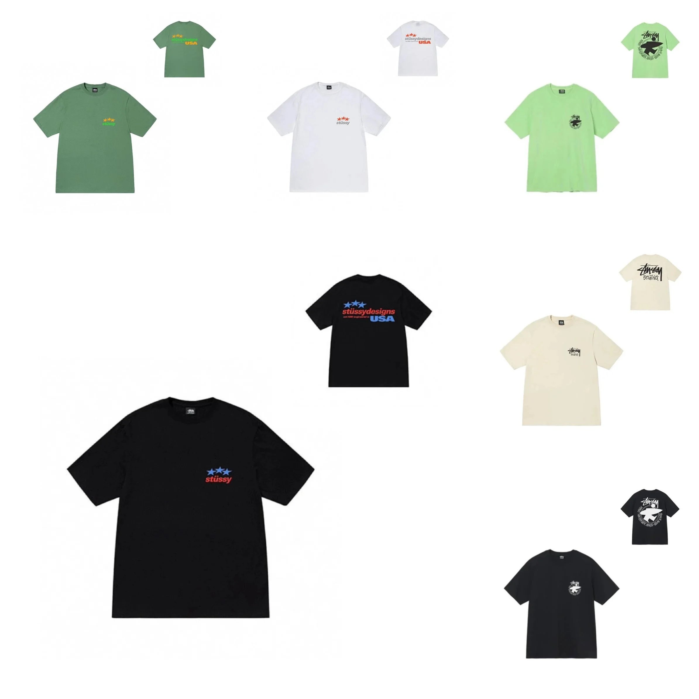 Stussy Multi Color Short Sleeve T-Shirts