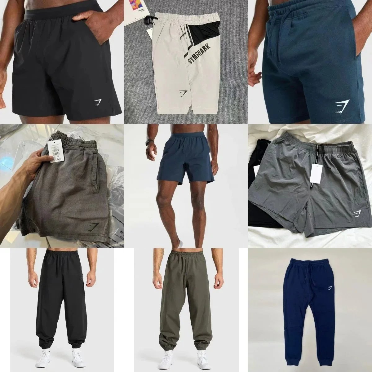 Gymshark Black Elastic Waist Shorts and Navy Jogger Pants Combo Pack