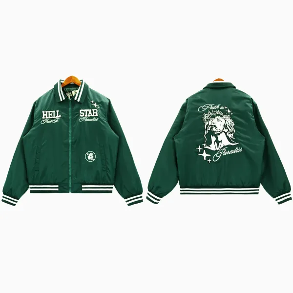 Hell Star Path to Paradise Green Varsity Jacket - 1