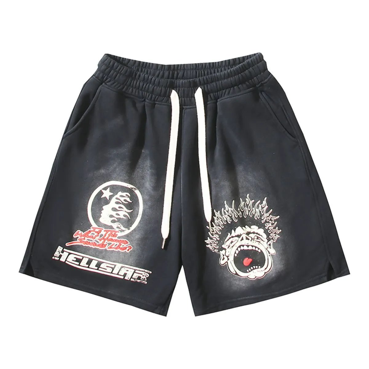 Hellstar Graphic Print White Sport Shorts - 18